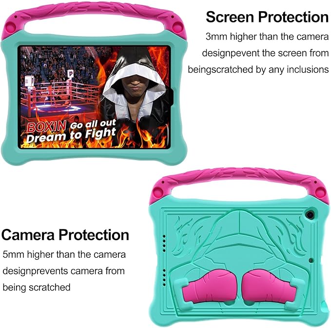 Dteck for iPad Air 3rd Generation and iPad Pro Case 10.5" 2019/2017 Release, Cute Boxing Shockproof Hard Case with Handle/Kickstand/Shoulder Strap, Protective Lightweight Kids-Friendly Cover, Mint
