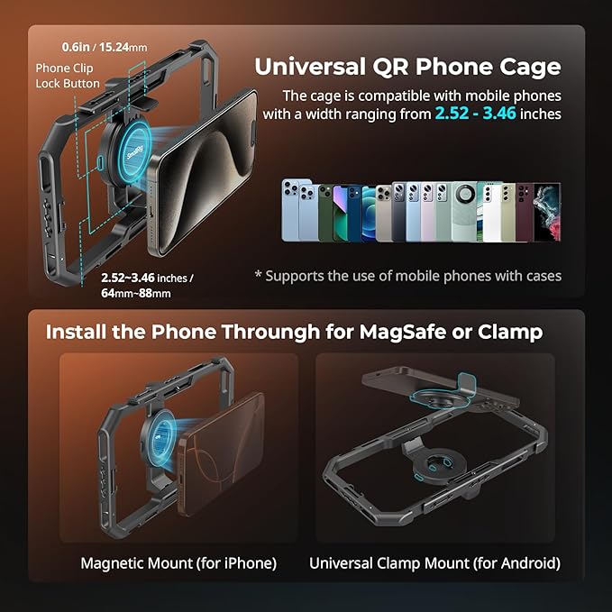 SmallRig All-in-One Universal Quick Release Phone Video Rig Kit Pro, Phone Stabilizer Rig Kit with LED Light Microphone QR Tripod Dual Handles Power Bank Holder, for Creator & Live Streaming - 4704