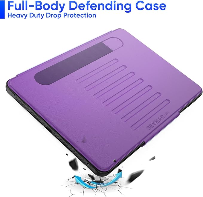 SEYMAC stock Case for iPad 9th/8th/7th Generation 10.2'', Strong Magnetic Auto Sleep Shockproof Case with Absorbing Multi-Angles Stand, Pen Holder, Card Slot (Purple)