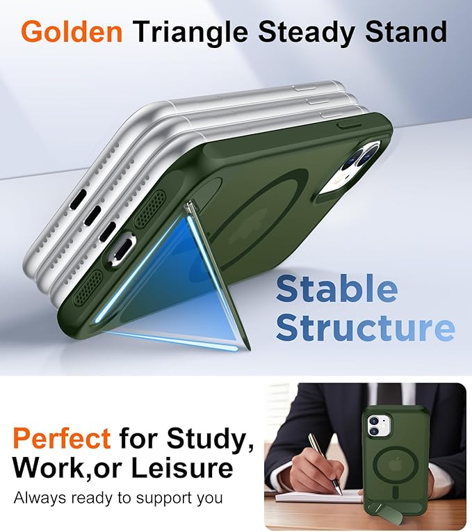Magnetic Compatible with iPhone 11 Phone Case, [Built-in Invisible Kickstand][Compatible with MagSafe] [Military Grade Shockproof] Slim Translucent Matte Phone Case for iPhone 11 6.1"