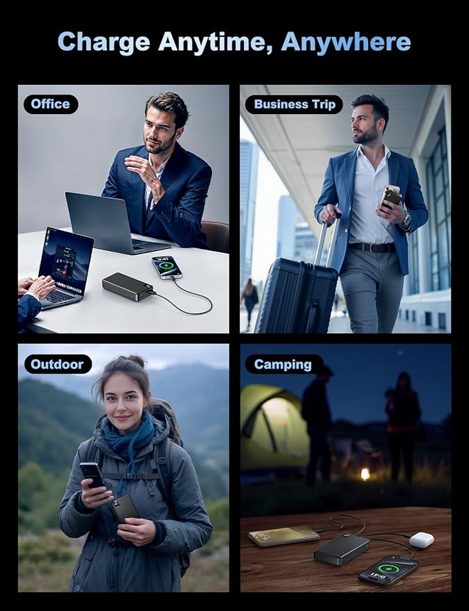 Portable Charger Power Bank, 56800mAh Battery Pack, 22.5W Fast Charging Portable Phone Charger for Camping Travel Essential Compatible with iPhone 17/16/15/14/13 Series, Samsung, Google,iPad-Black