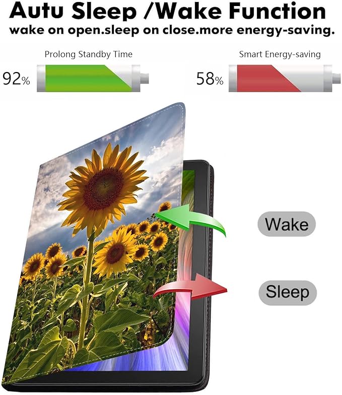 WEUIUJKILO Case for iPad (A16) 11th Generation 11 Inch 2025, iPad 10th Generation 10.9 Inch 2022, Slim PU Leather Folding Stand Smart Cover with Auto Sleep/Wake, Sunflowers