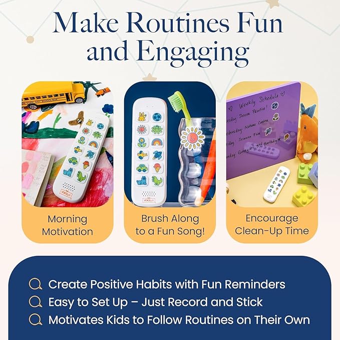 VoiceGift Play, Screen-Free Audio Recorder for Kids | Back to School Story Book Player with Fun Matching Stickers, Voice Notes, Student Aid & Routines for Child Connection, Busy Books for Toddlers