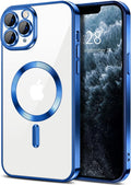 Hython Magnetic Clear for iPhone 11 Pro Max Case with Camera Lens Protector [Compatible with MagSafe] Plating Edge Slim Soft TPU Cover Protective Phone Case for iPhone 11 Pro Max 6.5", Deep Blue