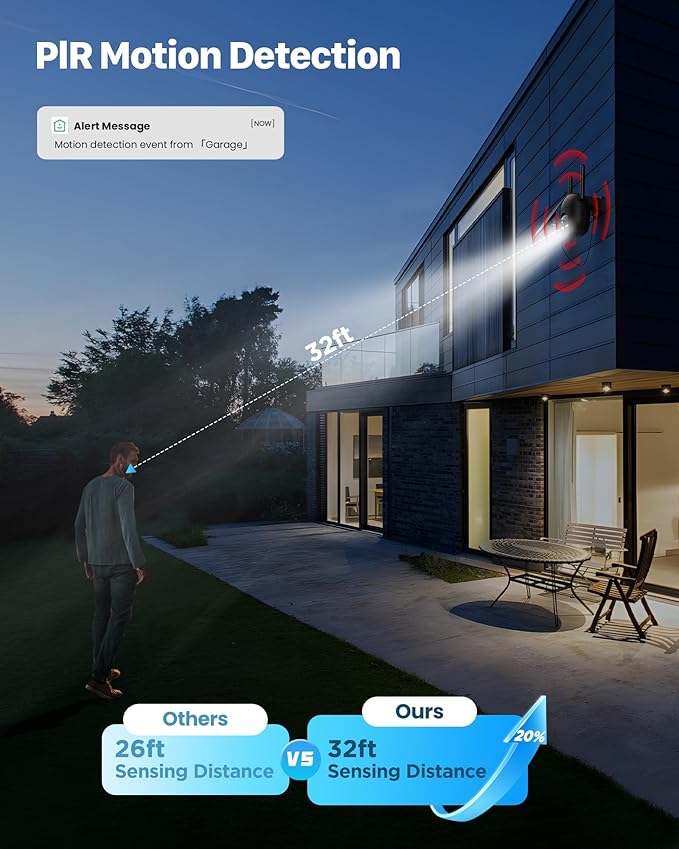 Security Cameras Wireless Outdoor Solar: 2K WiFi Camera for Home Security System - Battery Powered Cam IP66 Waterproof Motion Sensor 360° CCTV Camera- 5G Not Supported