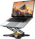 JCZT Adjustable Laptop Stand, 360° Rotating Base Ergonomic Computer Stand, Foldable Laptop Stand for Desk for Office Home Fits Compatible with MacBook Pro Air (10-16") - Black