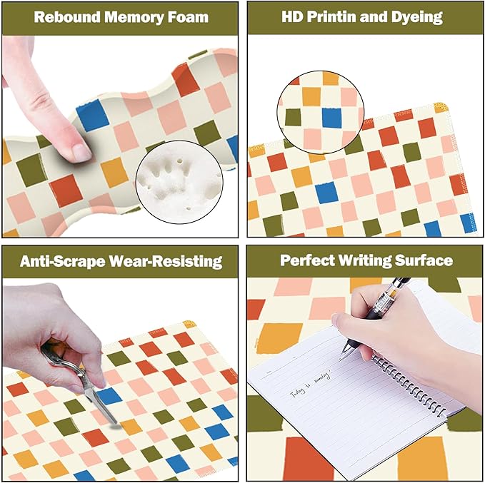 ARTSO Large Mouse Pad with Keyboard Wrist Pad and Mouse Wrist Pad Set, Ergonomic Computer Desk Wrist Support Mousepad for Keyboard and Mouse-Vintage Color Plaid