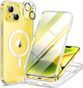 Miracase Glass Series Designed for iPhone 14 Plus Case 6.7 inch, 2023 Upgrade Full-Body Magnetic Clear Case with Built-in 9H Tempered Glass Screen Protector,Compatible with MagSafe,Clear
