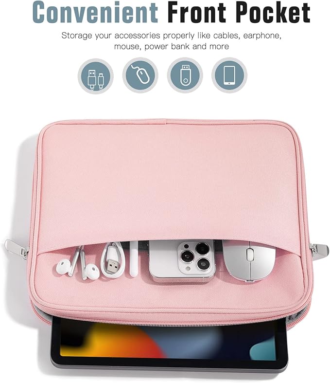 TiMOVO 9-11 Inch Tablet Sleeve Bag for iPad 11-inch A16 2025, iPad 10th Gen. 10.9", iPad 10.2", iPad Air 11/5th/4th Gen. 10.9", Galaxy Tab A9 Plus 11", Carrying Case with Pocket, Pink