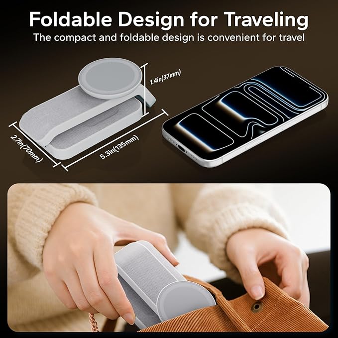 Eazpower 3 in 1 Foldable Wireless Travel Charging Station for MagSafe, Nightstand Magnetic Charger Stand for iPhone 17 16 15 14 Pro Max, Charging Dock with Night Light for Apple Watch/AirPods (White)