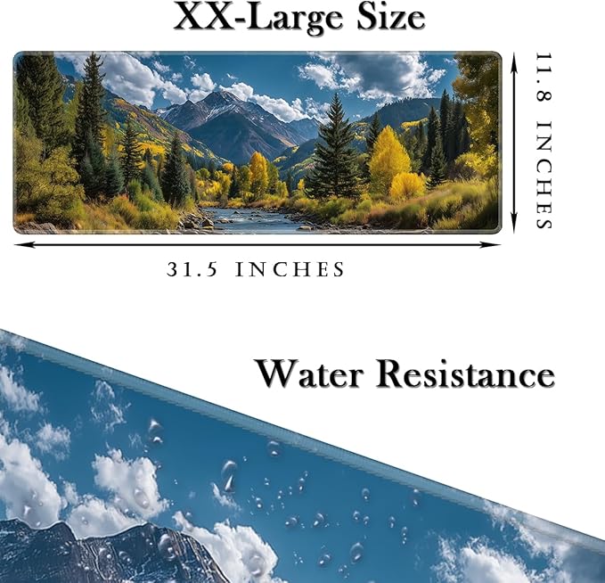 Big Pine Lakes Desk Mat,Desk Pad, XXL Large Mouse Pad,Anti-Slip Big Mousepad with Stitched Edges,Computer Mouse Pads for Desktop Aesthetic Cozy Office Desk Decor