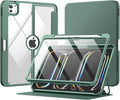 MoKo for iPad Pro 11 Inch Case (M5/M4) 2025/2024 with Pencil Holder, [Built-in Screen Protector], iPad Pro 11 M5/M4 Case with Clear Back & Magnetic Multi Angle Stand Cover, Midnight Green