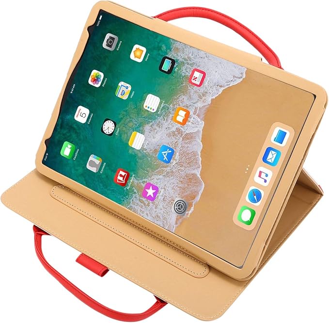 Handbag Case for iPad Pro 11" (2018-2025) & iPad Air 11 2024 2025/Air 10.9", Techcircle Cute Bowknot Pocket Wallet Folio Stand PU Leather Carrying Case, Auto Sleep/Wake, Red