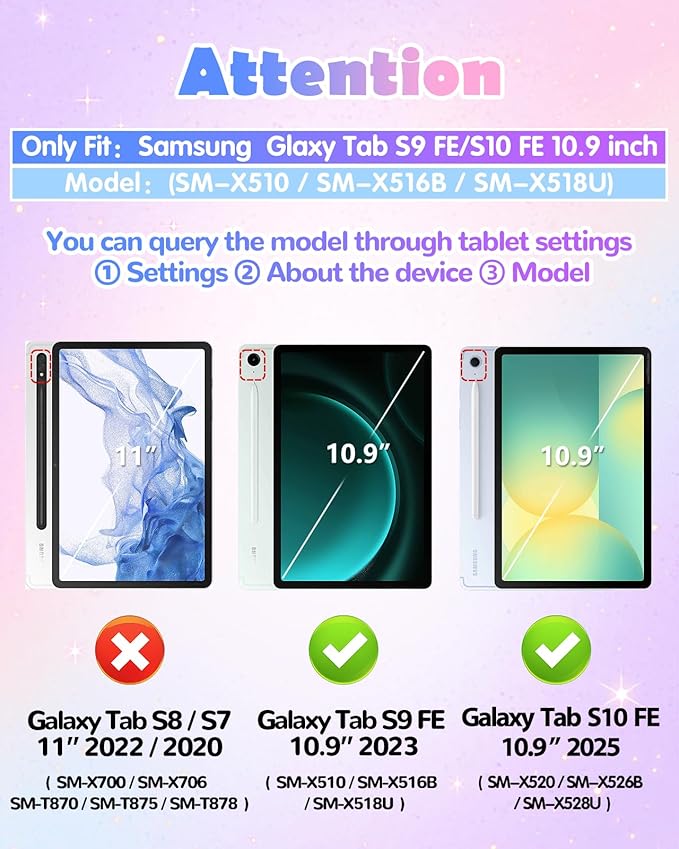 Uppuppy for Samsung Galaxy Tab S10 FE/S9 FE Case- Cute Girls Kawaii Cover Girly 3D Cartoon Teen with Rotating Stand & Strap Purple Soft Silicone for Tab S10FE/S9FE 5G 10.9 Inch Tablet Cases