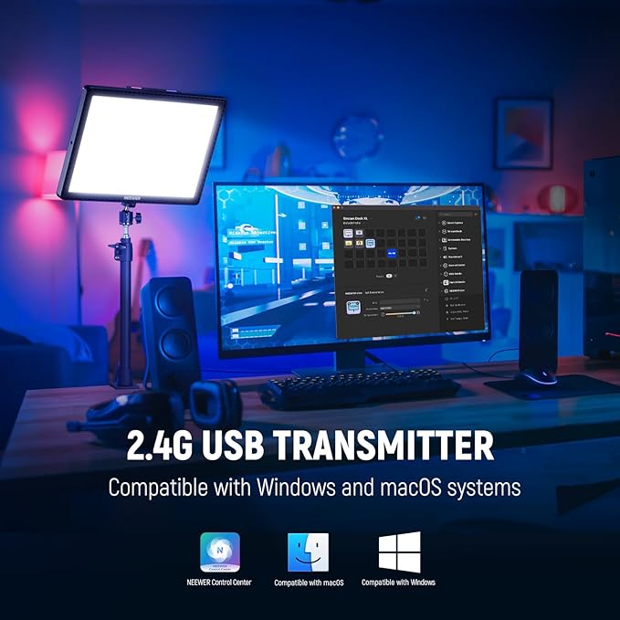 NEEWER GL1 PRO Black 15.5" LED Streaming Key Light for Gaming Recording Zoom Call Compatible with Elgato Stream Deck, PL81 PRO Streaming Light Included
