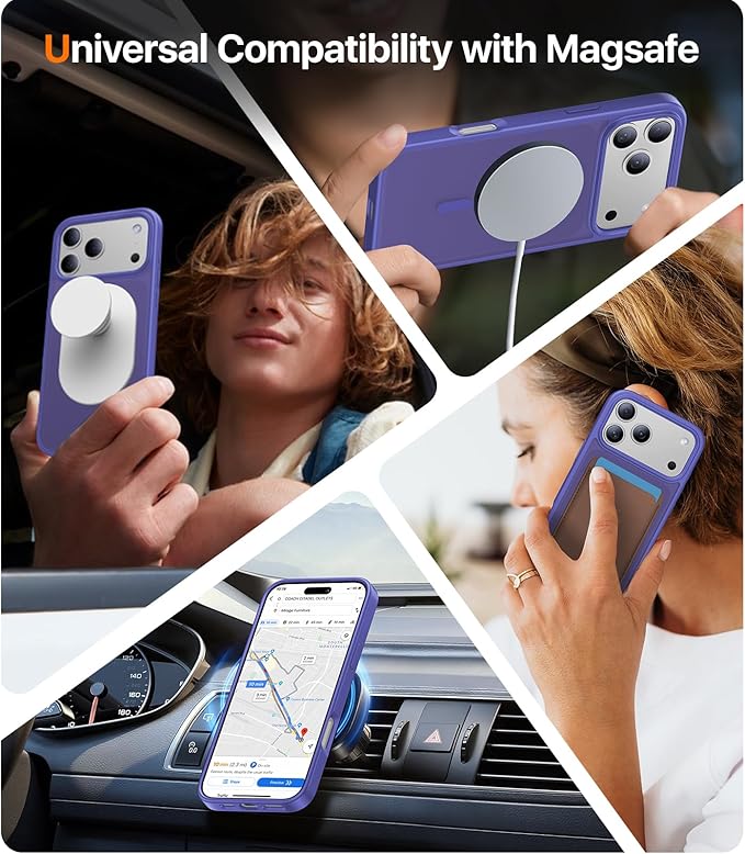 Magnetic for iPhone 17 Pro Max Case,[Anti-Slip][Compatible with MagSafe][Military Grade Drop Protection] Shockproof Protective Translucent Phone Case for iPhone 17 Pro Max Case,Cobalt Blue