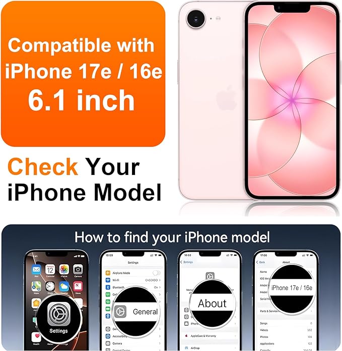 SPIDERCASE Magnetic for iPhone 17e Case for iPhone 16e Case, with [3 Stand Ways] [Military Grade Drop Protection] Invisible Stand Shockproof Slim Case for iPhone 17e/16e 6.1 inch, Blue