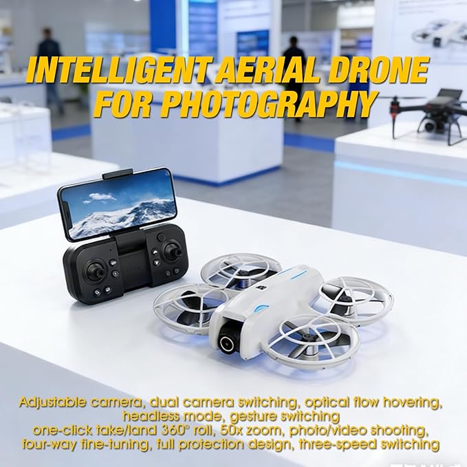 drone with Camera 4K for Adult Beginners,RC Quadcopter featuring Altitude Hold, One-Key Takeoff/Landing, Auto Follow,3-Speed Adjustment,Stunt Roll -Ideal Holiday Gift.
