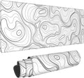 White Topographic Contour XL Gaming Mouse Pad Extended Long Large Mousepad with Stitched Edges Laptop Desk Pad Computer Keyboard PC Mouse Mat Nonslip Rubber Base for Company Office Gamer