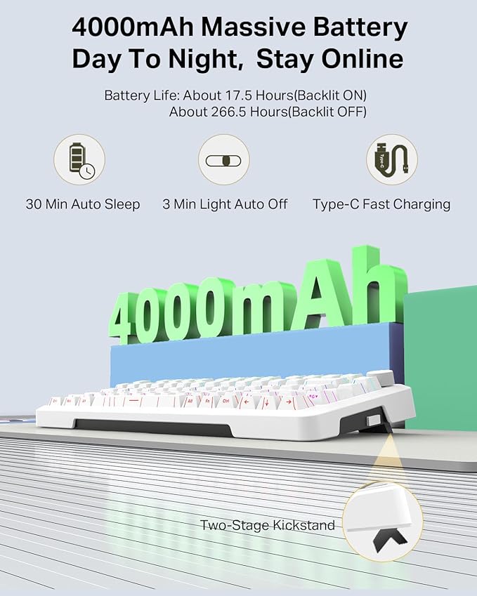 E-YOOSO Topographic RGB Mechanical Keyboard with Knob, 75% Gasket Hot Swappable Custom Gaming Keyboard, Side Printed PBT Keycaps, Tri-Mode Bluetooth/Wireless/Wired 81 Keys Compact Design﻿