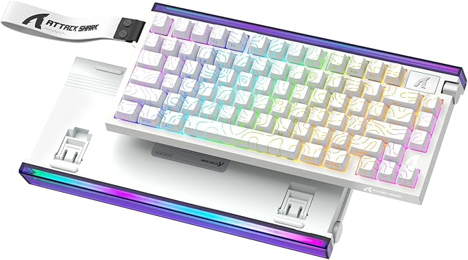 ATTACK SHARK R85HE Wired 75% Hall Effect Rapid Trigger Mechanical RGB Gaming Keyboard with 8K Polling,0.05mm RT Accuracy,0.08MS Latency,Magnetic Switch,5Layer Sound Damped,Driver for PC(White Contour)