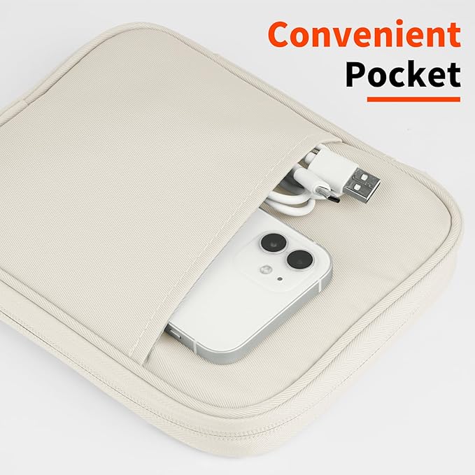 HoYiXi Universal Sleeve Bag for 6",6.8",7" Kindle Paperwhite/Colorsoft 2024-2012 Compatible with 6"-6.8" All-New Kindle/Kobo/Tolino/Sony,6" EReader with Anti-Drop Protective Cover,White