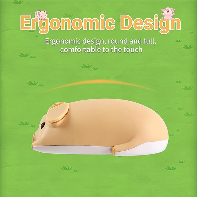 elec Space Cute Pig Design Wireless Mouse Dual Mode Bluetooth & USB Mouse, Silent Operation, Ergonomic, Perfect for Laptops & PCs, Ideal Gift for Animal Lovers and Family(Yellow)