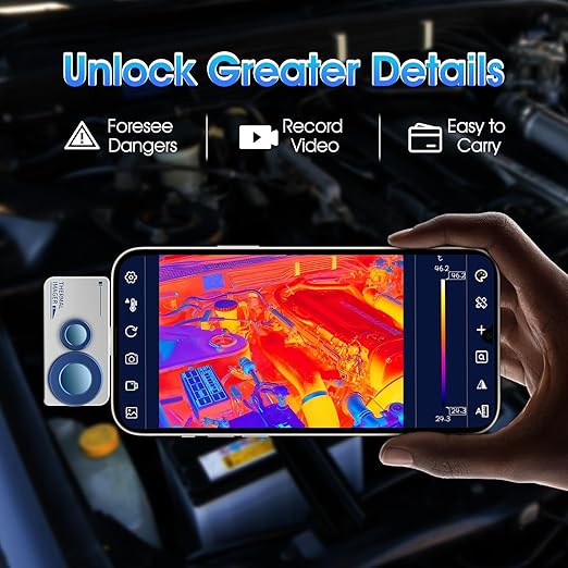 Thermal Imaging Camera Android 256x192 IR Resolution,640x480 Super Resolution Thermal Imaging Camera -15°Cto 600°C TEM Range for Smartphones(not for iOS) IP54