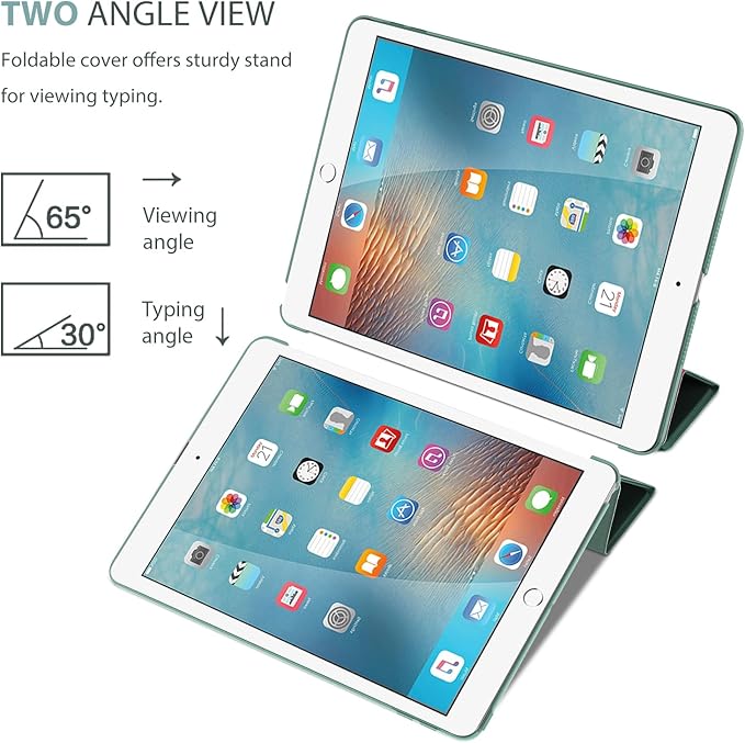 ProCase Smart Case for iPad 9.7 Inch iPad 6th/5th Generation 2018 2017(Model: A1893 A1954 A1822 A1823), Ultra Slim Lightweight Stand Cover with Translucent Frosted Back -Mgreen