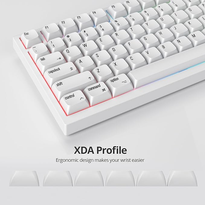 Guffercty kred 128 Keys XDA Profile Minimalist White Keycaps 75 Percent Dye-sub PBT Keyboard Caps for MAC 60% 65% 75% 96% Mechanical Keyboard (Minimalist-A English Keycaps)
