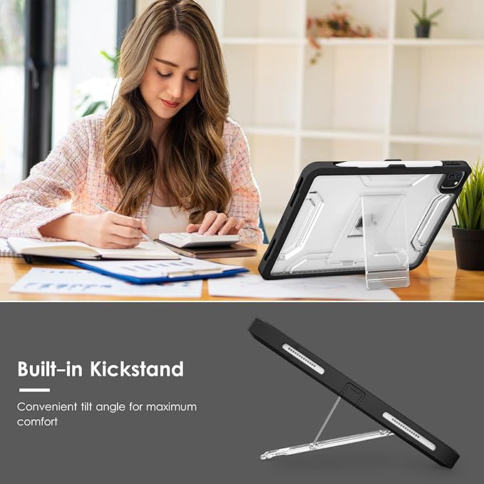 VIKESI for iPad Pro 11 inch Kickstand Case,TPU Shockproof Frame and Matte Frosted Back for iPad Pro 11-inch 4th / 3rd / 2nd /1st Generation (2022/2021/2020/2018 Released),Black