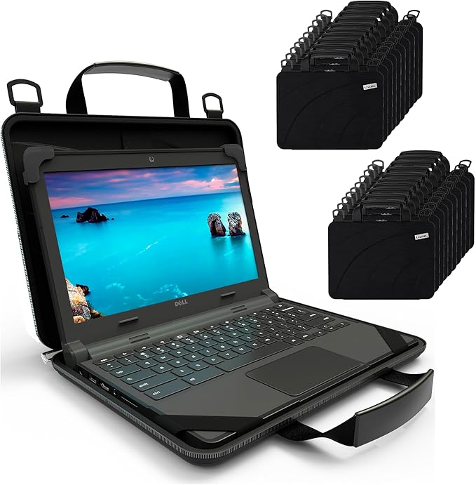 UZBL 13-14 Inch Always-on Chromebook Protective Hard Case with Adjustable Shoulder Strap and Carrying Handles (20 Pack)