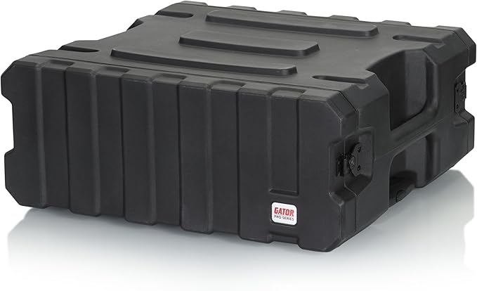 Gator Cases Pro Series 4U Rolling Rack Case with 19" Depth, Tow Handle & Recessed Wheels, Roto Molded Made in USA (G-PROR-4U-19)