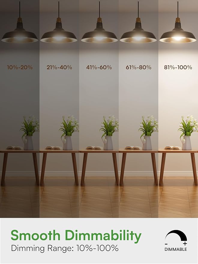 TJOY A19 Dimmable LED Light Bulbs, E26 Led Bulbs 60 Watt Equivalent, Neutral Cool White 4000K, 800 Lumens Standard Base, Energy Saving Lightbulbs, Efficient 9W, 120V, 15,000 Hour Lifetime, 6 Pack