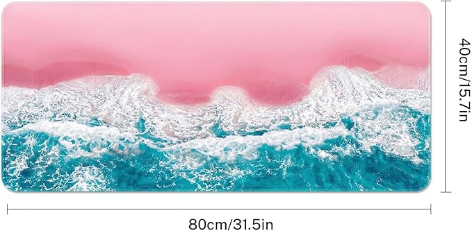Britimes Pink Blue Beach Large Mouse Pad Non-Slip Desk Pad Keyboard and Mouse Desk Mat Gaming Mousepad for Game, Office & Home, 31.5 x 15.7 in