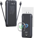 Portable Charger, 10000mAh 22.5W Power Bank Fast Charging with Wall Plug, Built-in Cables, LED Display, Compact Lightweight USB C Travel Battery Pack for iPhone 17/16, Android Cell Phone, Pad, iWatch
