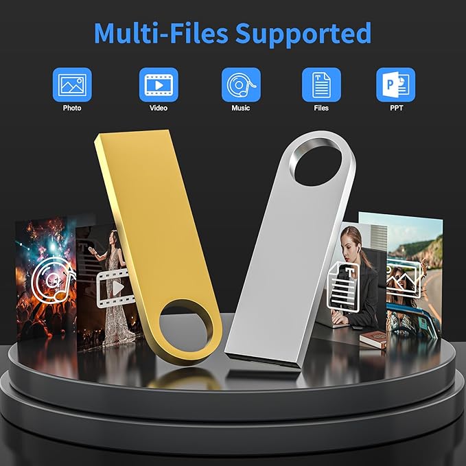 16GB USB Flash Drive 2 Pack with Keychains, Wooolken Sleek Metal USB 2.0 Thumb Drives Memory Stick for PC Laptop Computer