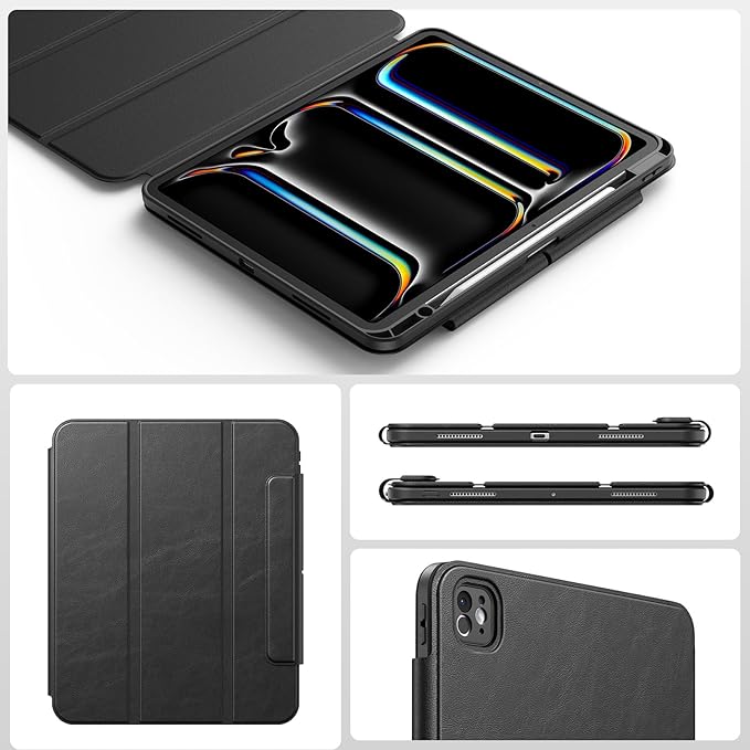 SPARIN Case for iPad Pro 13 inch 2025/2024-M4 M5 with Pencil Holder, Detachable Magnetic Hybrid Protective Case, Portrait/Landscape Stand, Durable Protection, Auto Wake/Sleep -Black