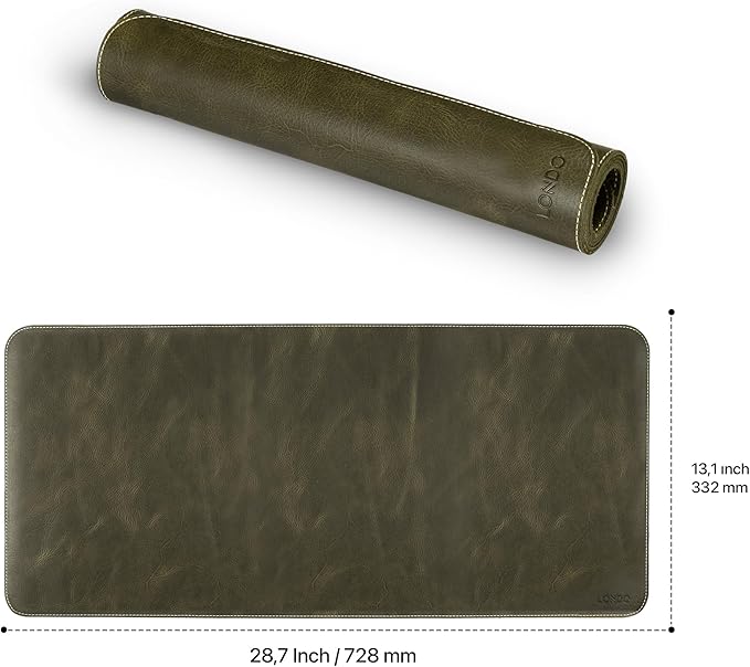 Londo Top Grain Leather Extended Mouse Pad – Large Desk Mat for Office & Gaming, Smooth Writing Surface, Non-Slip Base, Durable & Stylish Workspace Accessory