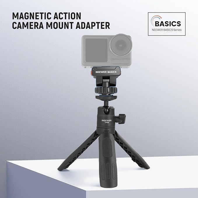 NEEWER Basics Magnetic Cold Shoe Mount Adapter Compatible with DJI OSMO Action 3 4 5 Pro Nano 360 Action Cams, Quick Release with 1/4" Screw Hole for Camera Hot Shoe Mini Tripod Selfie Stick, AC037