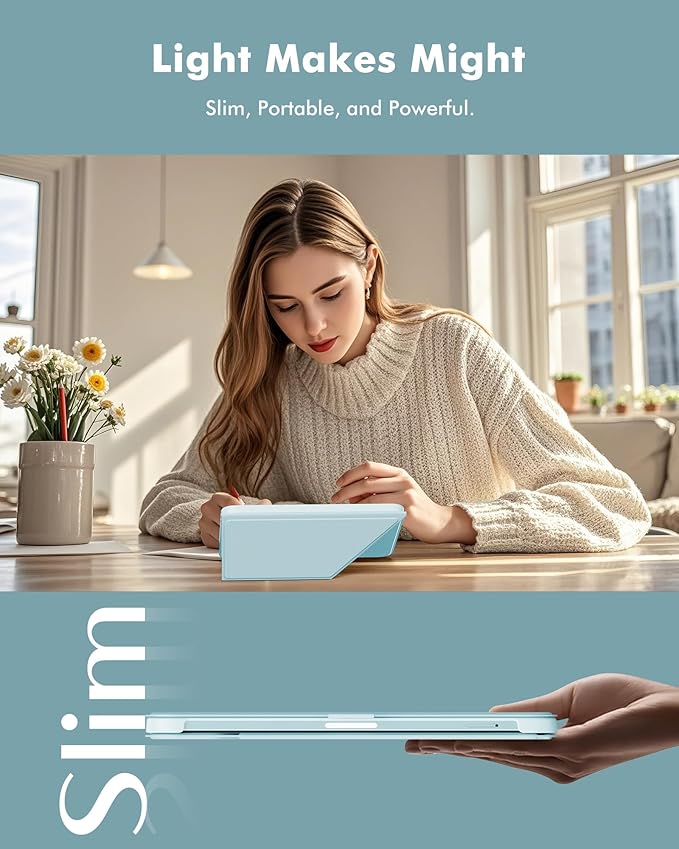 INFILAND Case for iPad mini 7 (A17 Pro) 2024 / iPad mini 6 2021, Magnetic Origami Slim Protective Case, Book-Style Foldable Cover with Pencil Holder, Multi-Angle Stand, Auto Wake/Sleep, Sky Blue