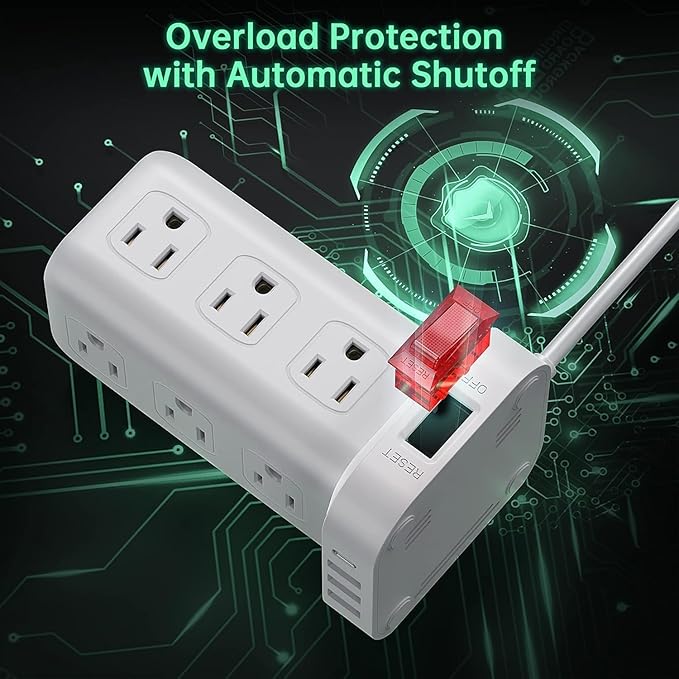 PD20W Power Strip Tower Surge Protector,16.5FT Extension Cord,Power Strip with USB 12 Outlets with 4 USB Ports (1 USB C), Flat Plug Multi Plug Outlet Extender Overload Protection for Home Office