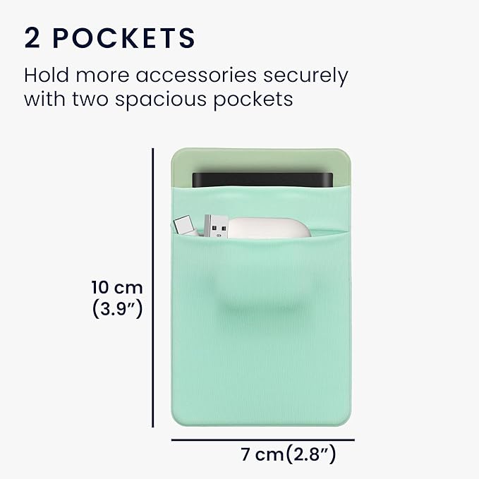 kwmobile Elastic Sleeve Compatible with SanDisk Portable SSD, Samsung T7, Crucial X8, HDD Case - Stretchy Elastane Adhesive External SSD Holder - 10x7cm & 8x7cm Pockets - Pastel Green