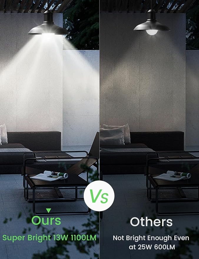Motion Sensor LED Light Bulbs Outdoor, 13W(100W Equivalent) Dusk to Dawn Sensor Bulb PIR Infrared Motion Activated 5000K E26 A19 Auto On Security Bulb for Porch Stairs Hallway Garage Lighting 2 Pack