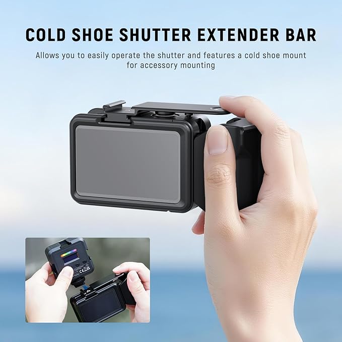 NEEWER AC034 Side Handle Only for AC014 Cage Compatible with DJI Osmo Action 5 Pro/4/3, Modular Quick Release Magnetic Action Camera Mount Adapter with Grip & Cold Shoe Shutter Extender Bar, Black