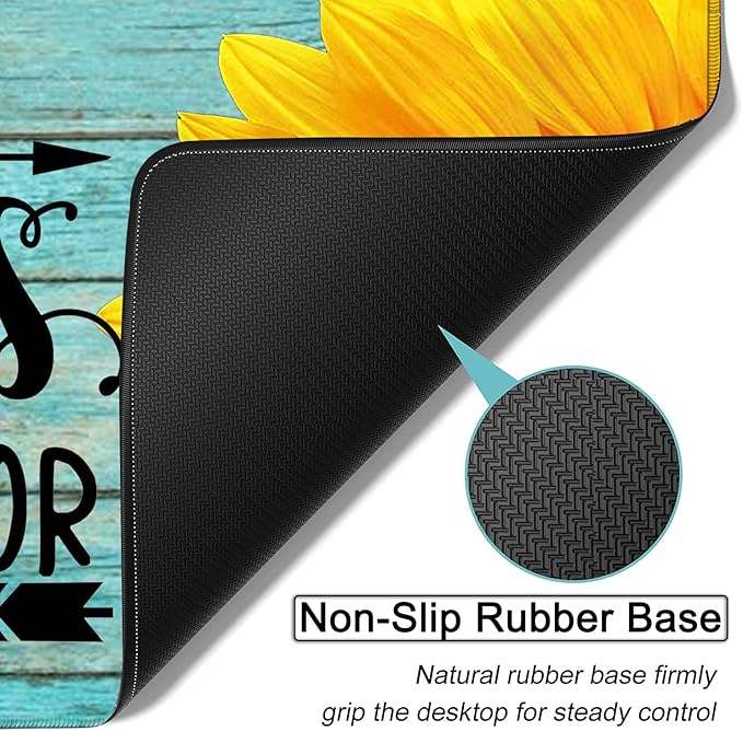 Large Gaming Mouse Pad, 31.5x11.8in Extended Computer Mouse Mat with Non-Slip PU Base,Ergonomic Memory Foam Keyboard Wrist Rest,for Work Gaming,Sunflower Chaos Coordinator Blue Office Desk Pad