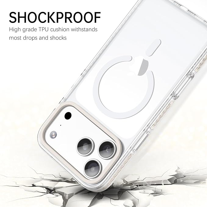 BENTOBEN Magnetic for iPhone 17 Pro Max 6.9" Case, Compatible with Magsafe Military Shockproof Protective Bumper Cute Transparent Slim Anti-Yellowing Phone Case for iPhone 17 ProMax Cover,Clear White