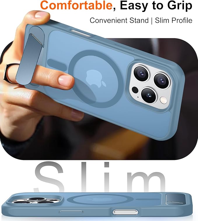 Magnetic Compatible with iPhone 16 Pro Case, [Built-in Invisible Kickstand][Compatible with MagSafe][Military Grade Shockproof] Slim Translucent Matte Phone Case for iPhone 16 Pro 6.3"