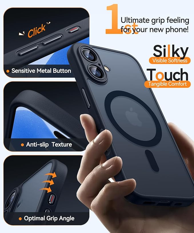 CANSHN Magnetic for iPhone 17 Case, Upgraded [Full Camera Protection] [Compatible with Magsafe] [Translucent Matte] Shockproof Protective Phone Case for iPhone 17 - Black