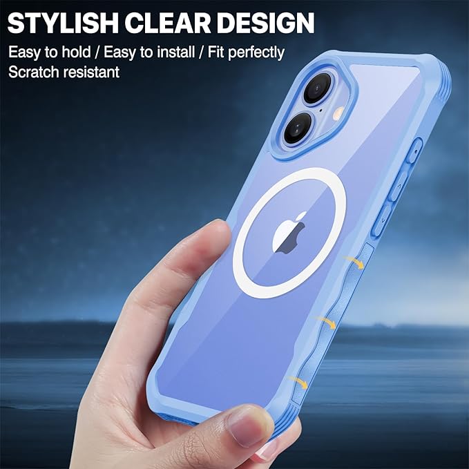 CENHUFO Magnetic Privacy for iPhone 16 Plus Case [Compatible with Magsafe] Full Body Phone Case Built-in 9H Tempered Glass Privacy Screen Protector and Camera Lens Cover, Shockproof Bumper - Blue